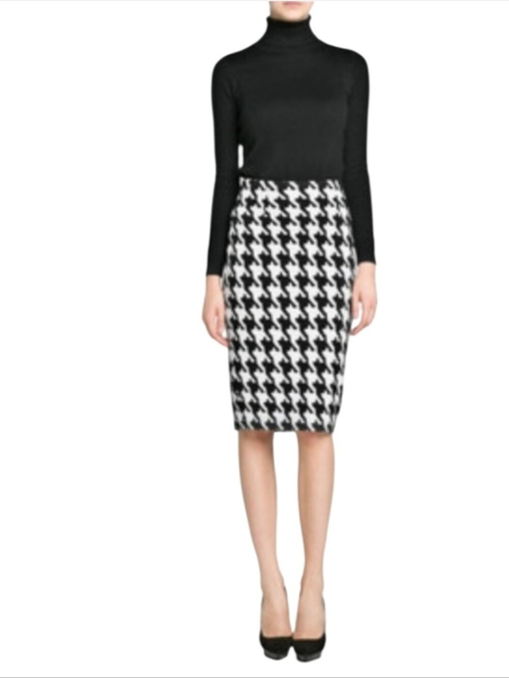 Ann Taylor Black White Houndstooth Sequin Pencil Skirt Size 16 - Picture 12 of 14